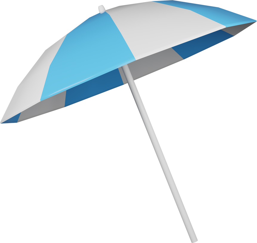 Beach umbrella 3D icon.